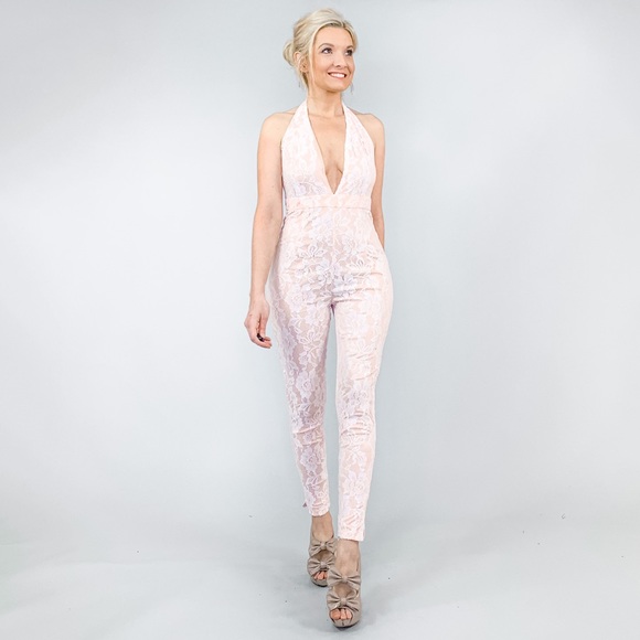 Blush Pink Lace Jumpsuit - Picture 5 of 8